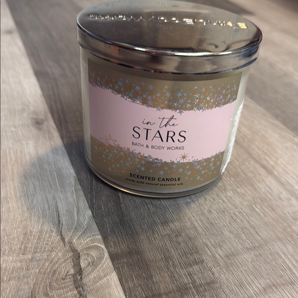 Bath & Body Works In The Stars Candle - Gold and Pink Design